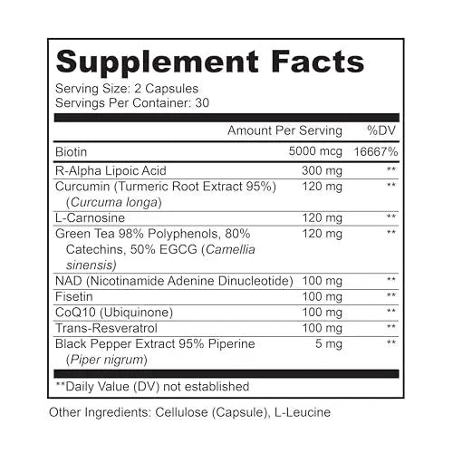 LIVELY VITAMIN CO. Perfect Ten - Anti-Aging & Antioxidant Supplement - Biotin & Lipoic Acid - Healthy Hair, Skin, Nails - Energy Boost - Sharper Brain Function - Stronger Immunity - 60 Capsules LIVELY VITAMIN CO Au supplements