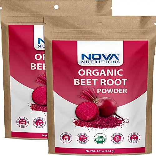 2 Pack - Nova Nutritions Certified Organic Beet Root Powder 16 OZ (454 gm) - Nitric Oxide Nova NutritionsAU supplements