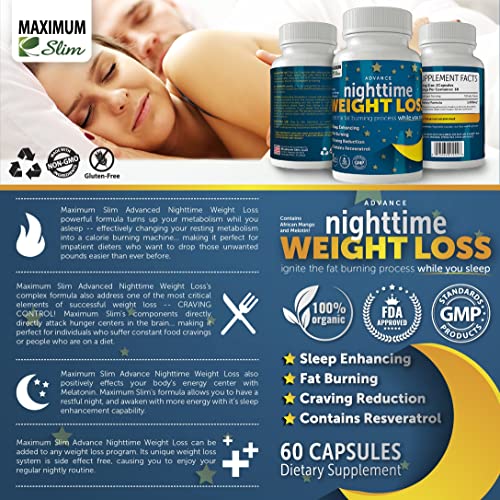 Maximum Slim Advanced Nighttime (Fat Burning) Weight Loss with African Mango, Green Tea Maximum Slim Au supplements