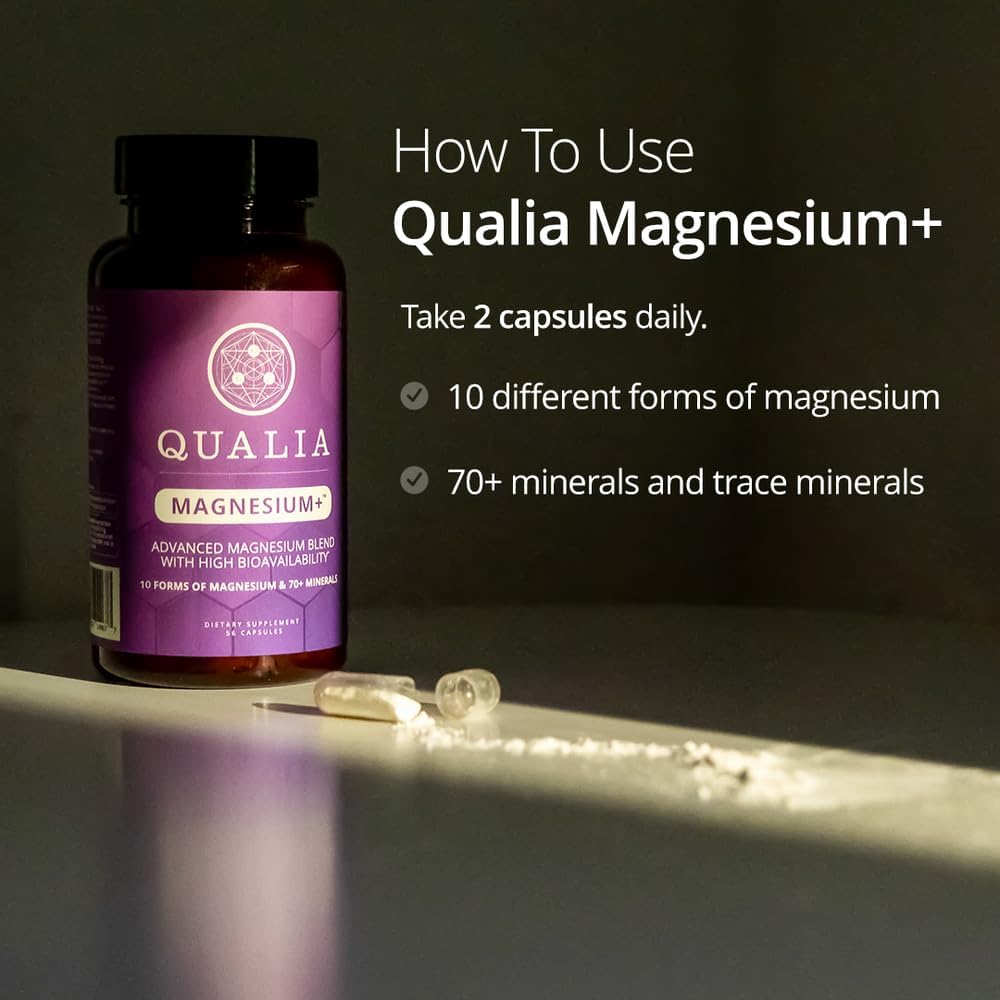 Qualia Magnesium Supplement | 10 Bioavailable Forms, Including Magnesium Glycinate, with 70+ Supporting Minerals, +7 Amino Acids | Doctor-Formulated to Support Sleep, Stress Relief, Heart, Relaxation QUALIA LIFE SCIENCES Au supplements