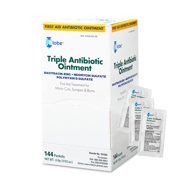 Globe (144 Packets) Triple Antibiotic Ointment 0.9g, Single Packet, First Aid Ointment Globe Au supplements