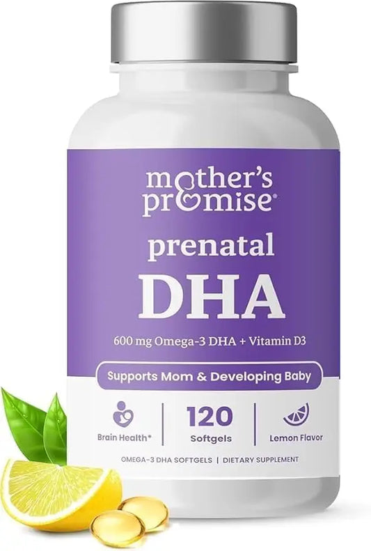 Prenatal DHA for Women 600mg + 400 IU Vitamin D3 | 120 Softgels | Supports Brain Health | Triglyceride Omega 3 Fish Oil DHA Prenatal Vitamins for Pregnancy & Nursing | 300mg per Capsule Mother's PromiseAU supplements