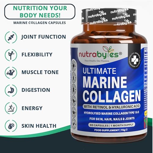 High Strength Marine Collagen with Hyaluronic Acid, Retinol and Vitamin C NUTRABYTES Au supplements