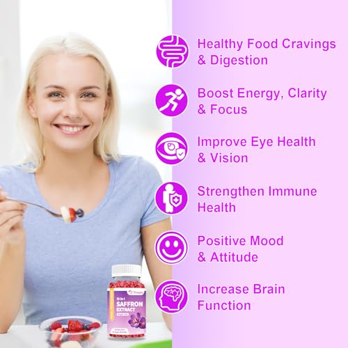 VZOXAINS 2 Pack Saffron Supplement Gummies, Sugar Free Saffron Extract with Magnesium VZOXAINS Au supplements