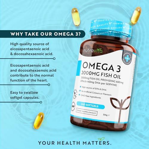 Omega 3 2000mg with 660mg EPA & 440mg DHA per Serving - 240 Softgel Capsules Nutravita Au supplements