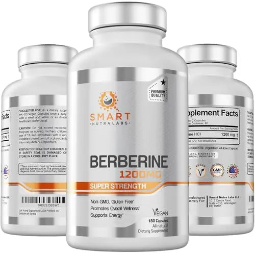 Premium Berberine HCL 1200mg- 180 Vegan Capsules, 100% Pure Berberin Smart Nutra LabsAU supplements