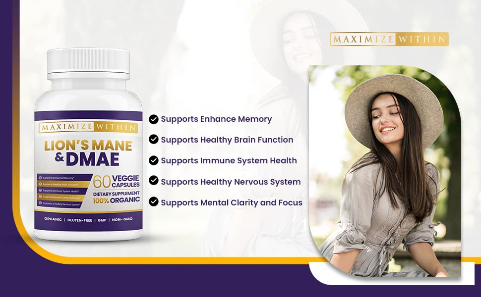 Lion's Mane & DMAE Capsules: Enhance Memory, Boost Mental Clarity Maximum Slim Au supplements