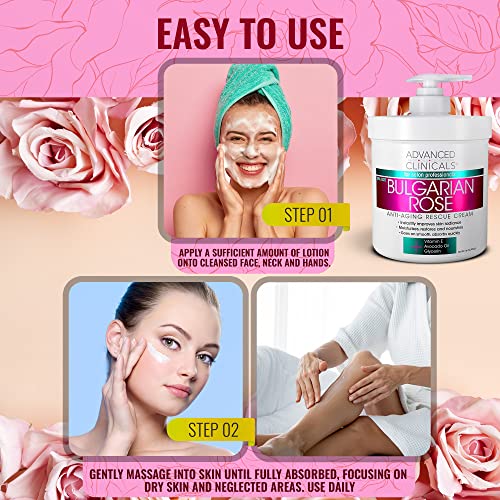 Advanced Clinicals Bulgarian Rose Anti Aging Vitamin E Moisturizer Body Lotion & Face Advanced Clinicals Au supplements