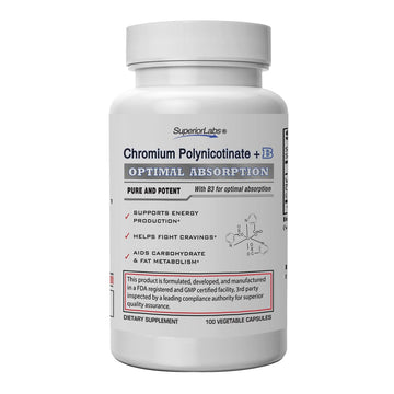 Pure Chromium Polynicotinate Supplement - Made in USA - 200mcg + Vitamin B3 for Optimal Superior Labs Au supplements