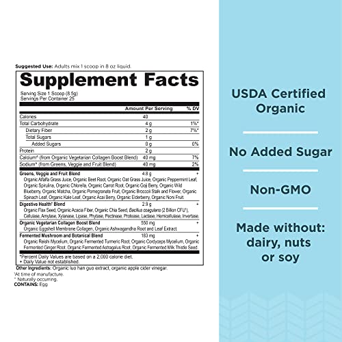 Ancient Nutrition Supergreens Powder, Organic Superfood Powder with Collagen Ancient Nutrition Au supplements
