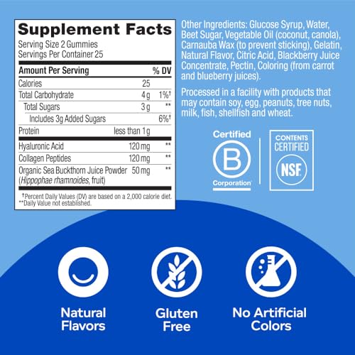 OLLY Glowing Skin Gummy, 25 Day Supply (50 Count), Plump Berry, Hyaluro OLLY Au supplements