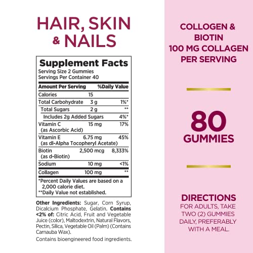 Nature's Bounty Optimal Solutions Hair, Skin & Nails with Biotin and Collagen, Citrus-Flavored Nature's Bounty Au supplements