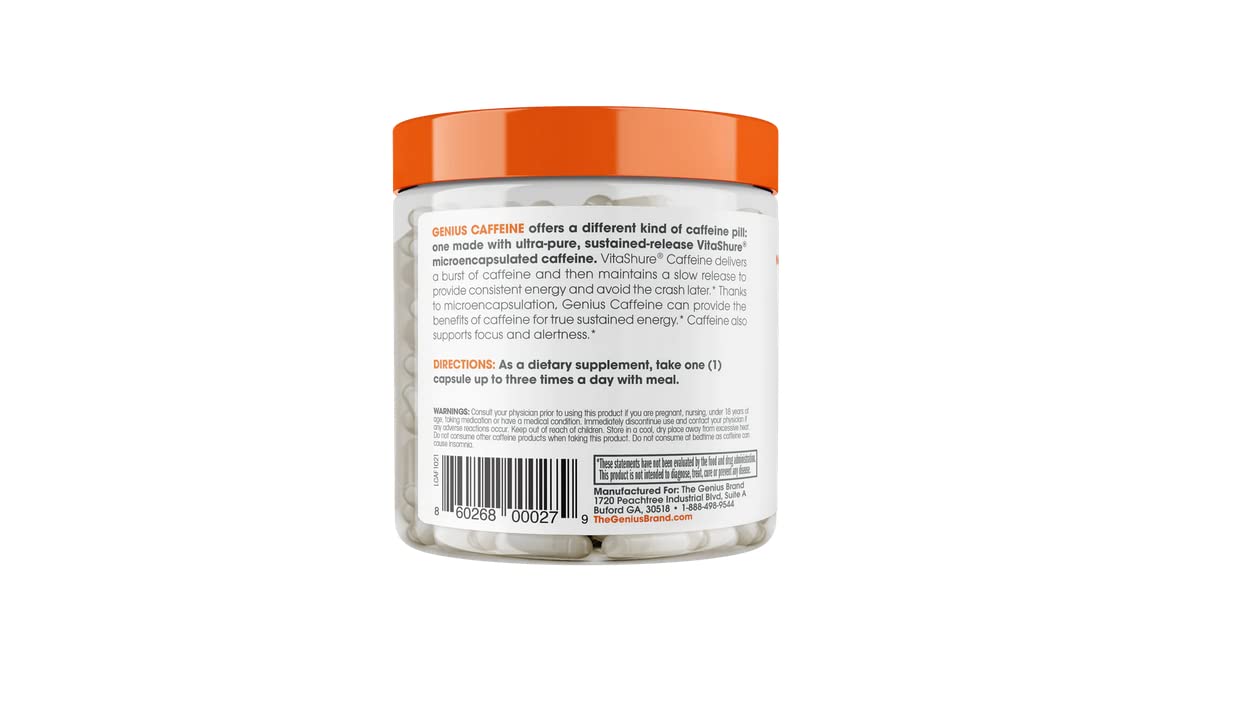 Genius Caffeine Pills 100mg, Extended-Release Microencapsulated Caffeine Pills The Genius Brand Au supplements