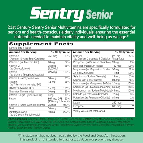 21st Century Sentry Senior Tablets, 265 Count 21st Century Au supplements