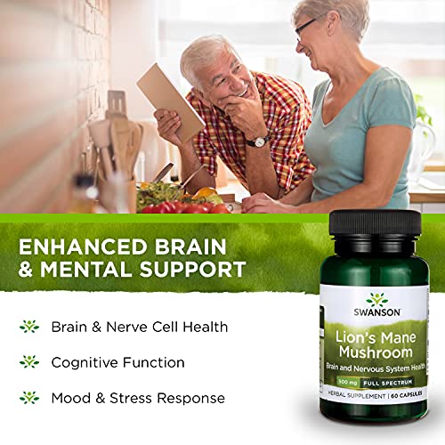 Swanson Lion's Mane Mushroom Capsules - 500 mg Each, 60 Capsules Swanson Au supplements
