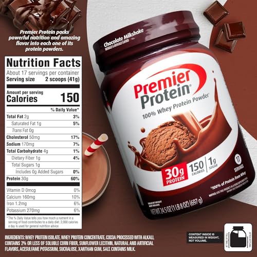 Premier Protein Powder, Chocolate Milkshake, 30g Protein, 1g Sugar, 100% Whey Protein Premier Protein Au supplements