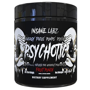 Insane Labz Psychotic Black Edition Mid Stimulant Pre Workout Powder, Energy Focus Insane Labz Au supplements