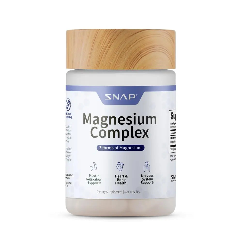 Snap Triple Magnesium Complex for Women & Men for Sleep & Muscle Support – 400mg, 3-in-1 Magnesium Supplement – Bisglycinate, Citrate & Oxide – Chelated for High-Absorption, 60 Vegetarian Capsules Snap Supplements Au supplements