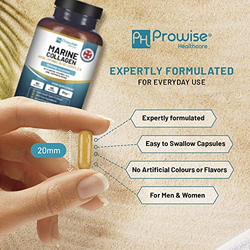 Marine Collagen with Hyaluronic Acid 1100mg | 90 Collagen Capsules High Strength for Women & Men PH PROWISE Healthcare Au supplements