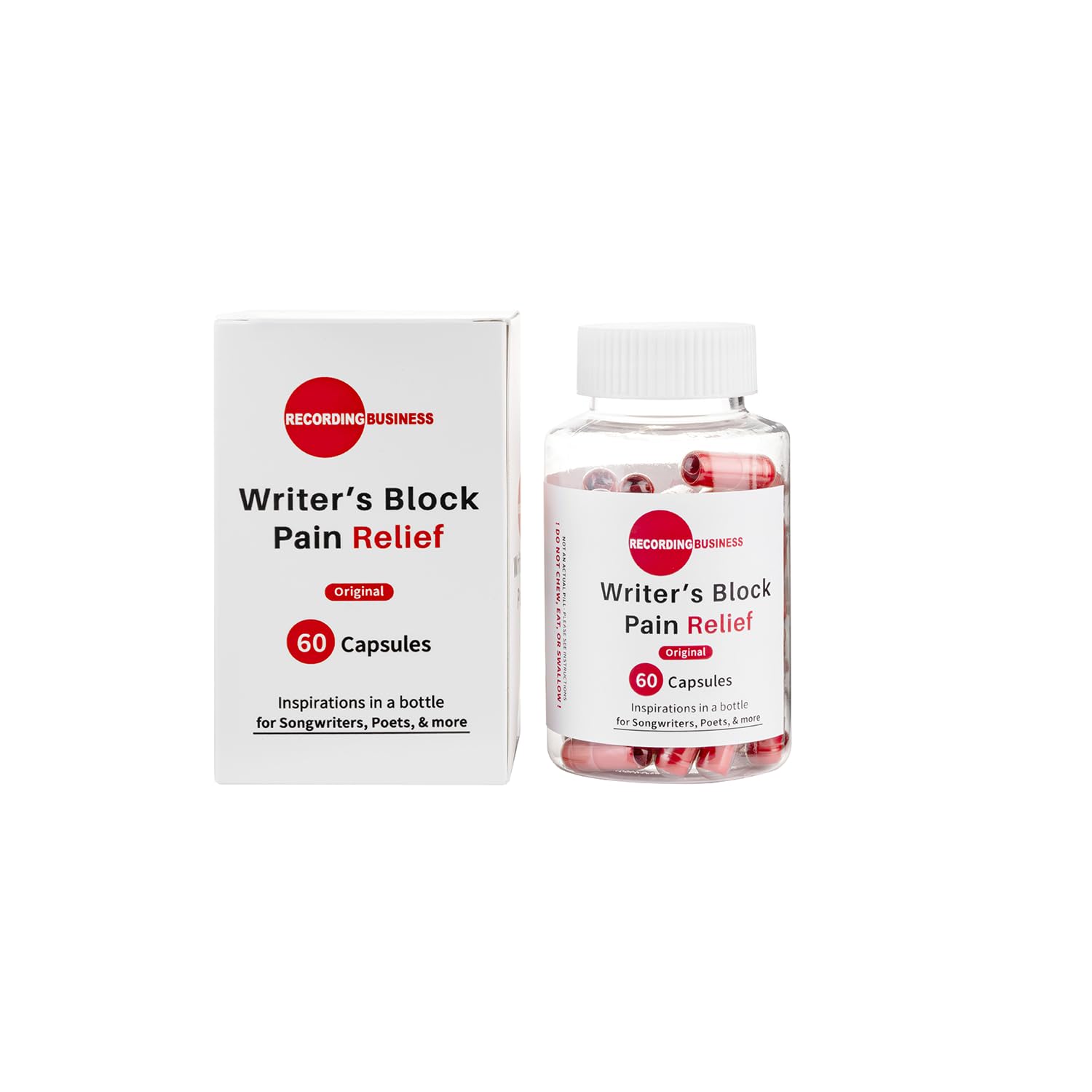 Recording Business Writer's Block Pain Relief (60 Original Songwriting Prompts in Capsules) for Artists/Musicians, Songwriters, & Poets Recording Business Au supplements