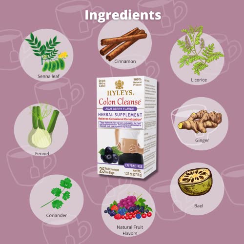Hyleys Colon Cleanse Tea Acai Berry Flavor - 25 Tea Bags (12 Pack - 300 Tea Bags Total) HYLEYS Au supplements