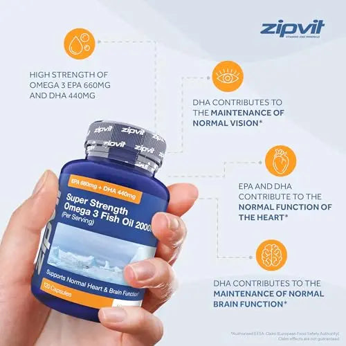 Omega 3 Fish Oil 2000mg, EPA 660mg DHA 440mg per Daily Serving. 120 Capsules Zipvit Au supplements