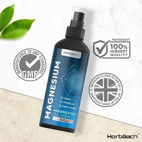 Magnesium Spray for Restless Legs, Muscles, Sleep | 100ml | Magnesium Chloride Oil Horbäach Au supplements