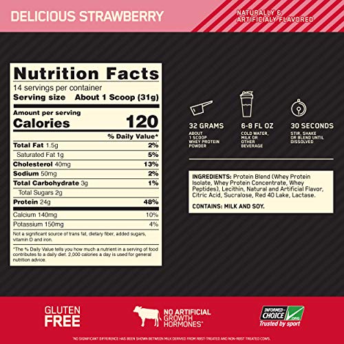 Optimum Nutrition Gold Standard 100% Whey Protein Powder, Strawberry, 1 Pound Optimum Nutrition Au supplements