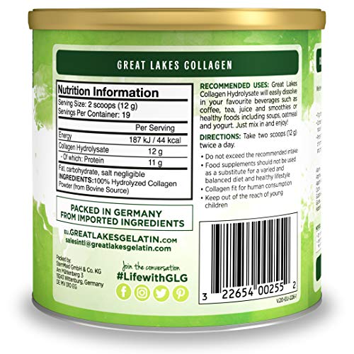 Great Lakes Gelatin Collagen Hydrolysate, Grass-Fed Bovine Hydrolysed Collagen Peptides Protein Powder Supplement, Unflavoured, 226g, Can Great Lakes Gelatin Au supplements