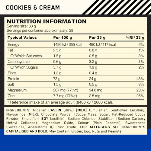 Optimum Nutrition Gold Standard 100% Casein Slow Digesting Protein Powder with Zinc Optimum Nutrition Au supplements