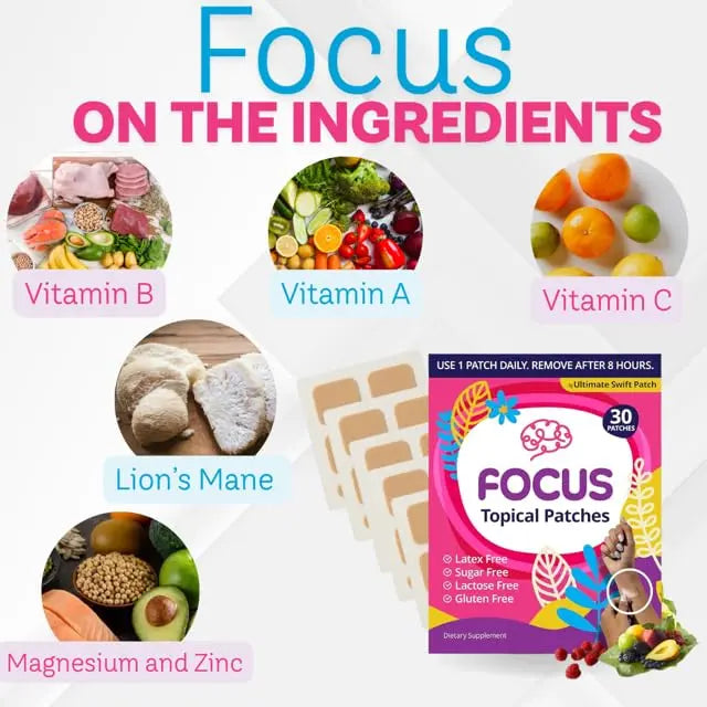 Swift Patch Focus Patch for Adults (30 Day Supply) + Proprietary Blend (Men and Women) - Help Kids and Adults Focus with Patches 22 Ingredients with Proprietary Formula Ultimate Swift Patch Au supplements