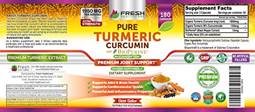 Turmeric Curcumin with BioPerine 1950mg - Natural Joint & Healthy Inflammatory FRESH HEALTHCARE Au supplements