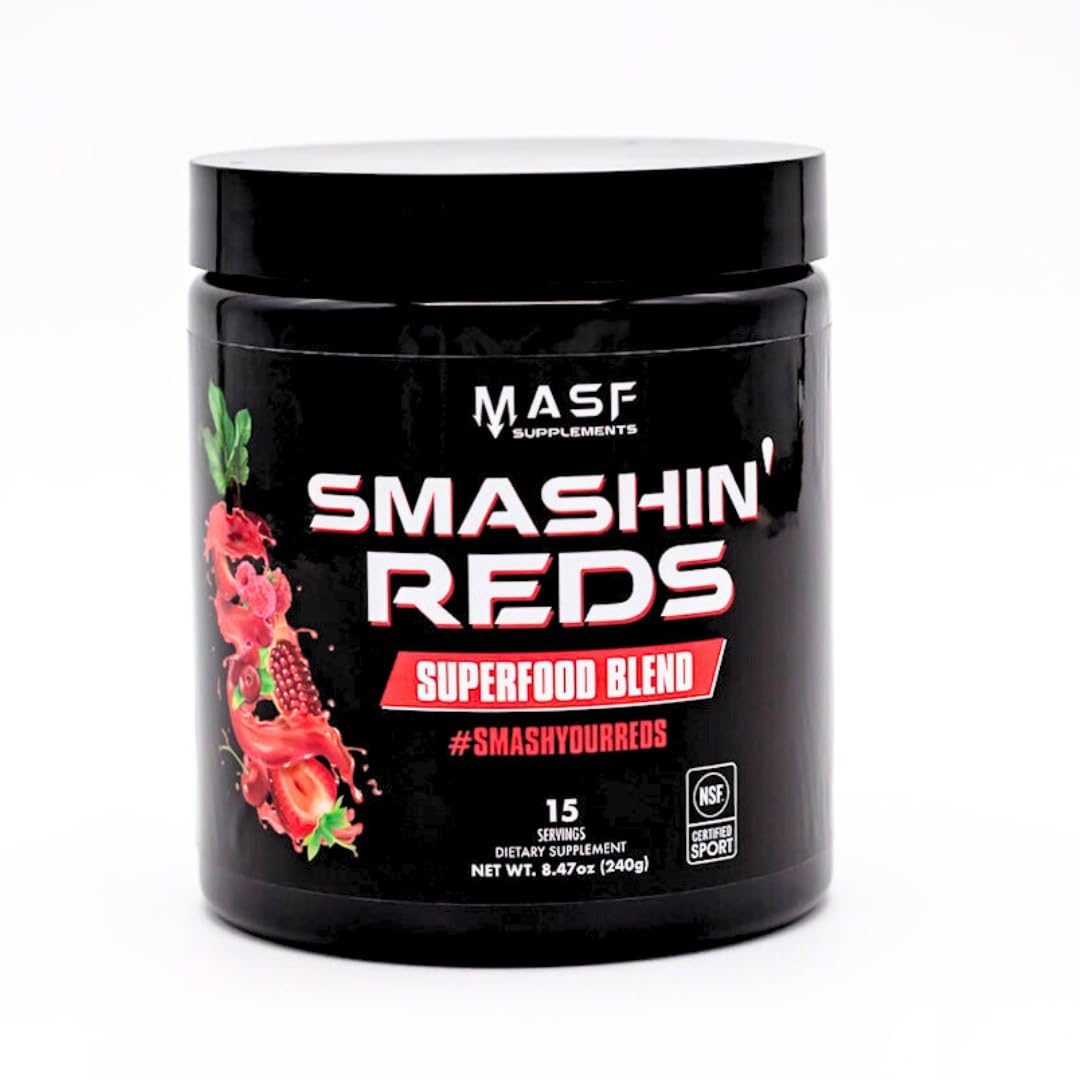 MASF Smashin' Reds Organic Superfood Supplements - 15 Servings - NSF Sport, Super Reds for Digestive Health, Energy, Endurance, Beet Root, Maca, Turmeric, Ginger, Acai, Nitric Oxide Production MASF Au supplements