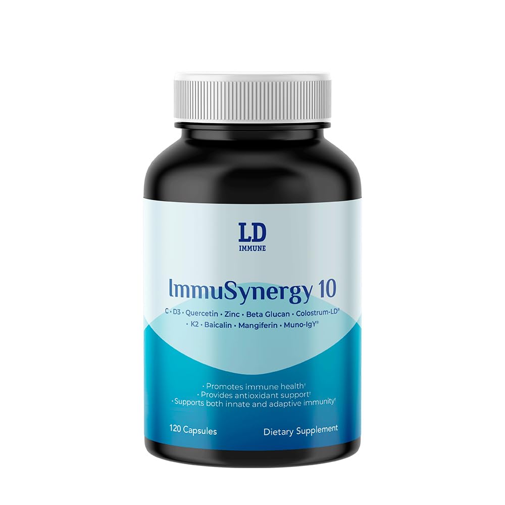 Colostrum-LD ImmuSynergy 10 Capsules - 120 Count-Immune Fortifying Ingredients - Vitamin C, D3, Zinc, Beta Glucan, Quercetin GastroDefense Au supplements