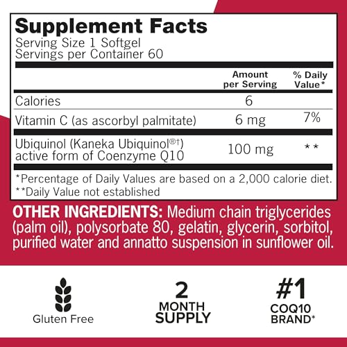 Qunol Ubiquinol CoQ10 100mg Softgels, Qunol Mega Ubiquinol 100mg - Superior Absorpti Qunol Au supplements
