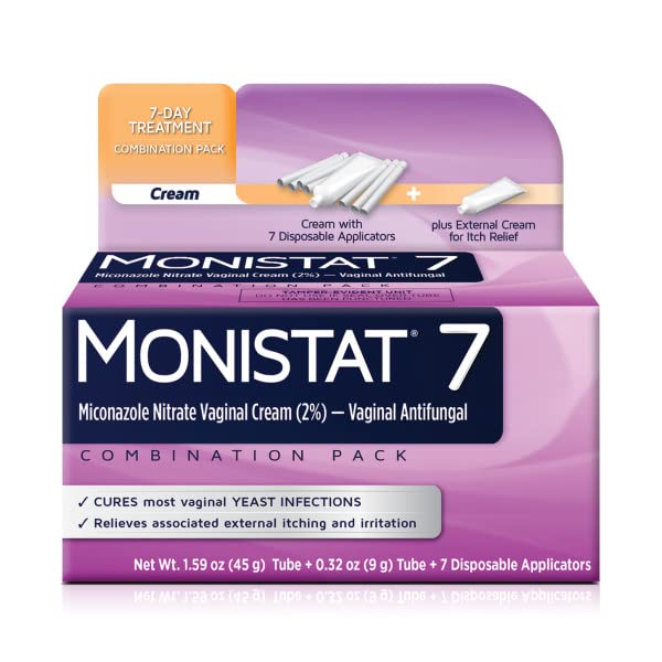 Monistat 7-Day Yeast Infection Treatment | Cream + External Itch Relief Cream | Pack of 2 Monistat Au supplements
