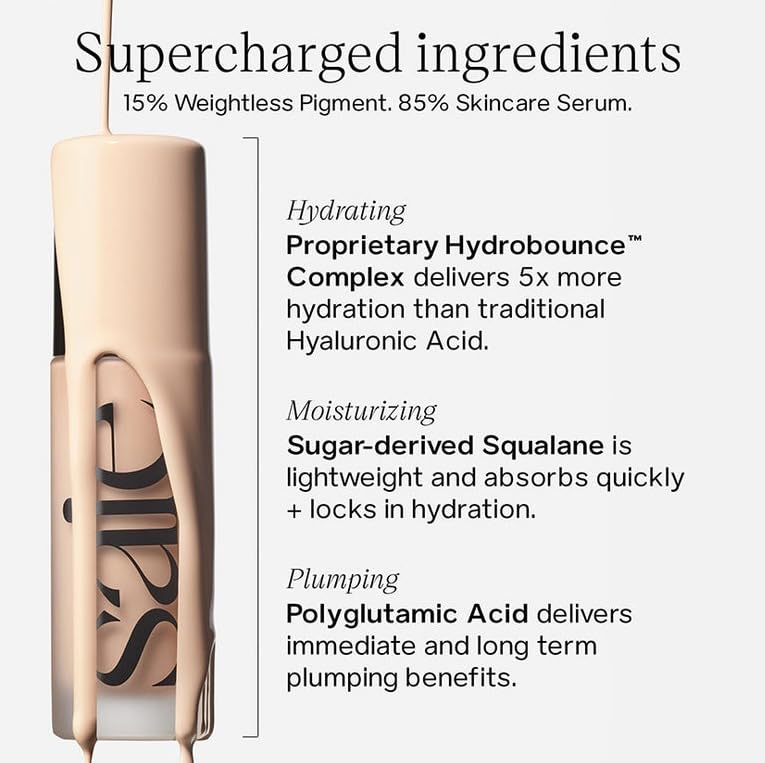Saie Glowy Super Skin Tint Liquid Foundation - Weightless + Dewy Foundation with Lightweight Medium Coverage - Hydrating Face Makeup + Skin Care Serum Hybrid with Hyaluronic Acid - Shade 11 (1.01 oz) Saie Au supplements
