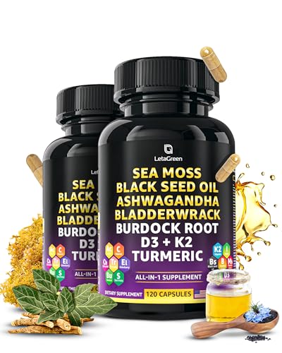 LetaGreen Irish Sea Moss Capsules – 120 Wildcrafted Sea Moss Pills with Black Seed Oil LetaGreen Au supplements