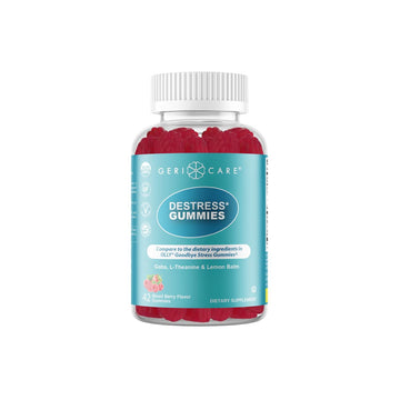 GeriCare DeStress Gummies with GABA, L-Theanine & Lemon Balm Mixed Berry Flavor – 42 Count – Supports Relaxation & Mental Clarity – Non-GMO, Gluten-Free, Vegan GeriCare Au supplements