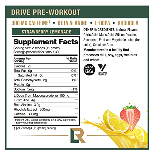 Live Relentless by Tim Kennedy, Drive Pre-Workout, Merica's Strawlemon, 30 Servings Live Relentless Au supplements