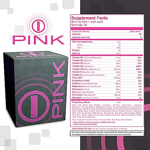 Energy Drink Powder, bHIP Pink for Women 30 Drink Mix Packets. Energy Supplements b:hip Au supplements