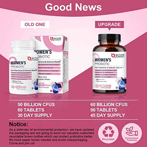 Probiotics-for-Women, Probiotics and Prebiotics, Cranberry and D-Mannose, 50-Billion NATURE TARGET Au supplements