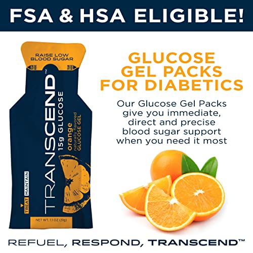 Transcend Glucose Gel Packs - Orange, 60 Pack (1.1oz Each) - FSA/HSA Transcend Au supplements