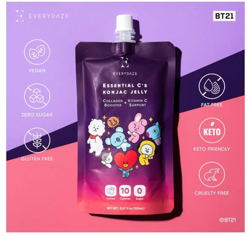 EVERYDAZE BT21 Essential C’s Collagen + Vitamin C Konjac Jelly | Vegan, 10 Calories E EVERYDAZE Au supplements
