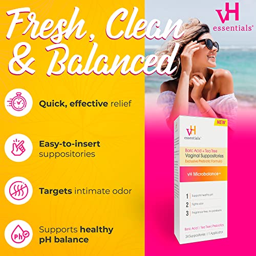 vH essentials Boric Acid + Tea Tree Vaginal Suppositories - Prebiotics Formula with Lactic Acid vH essentials Au supplements