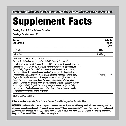 Fitness Labs Nitric Oxide Supplement | 3000mg | 120 Capsules | Nitric Oxide Pre Workout Fitness Labs Au supplements