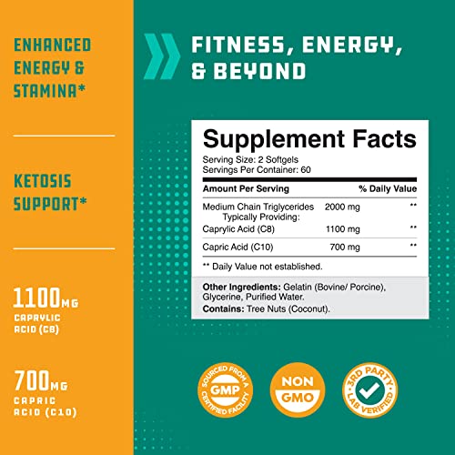C8 MCT Coconut Oil Softgels - MCT Oil Keto Pills with Caprylic Acid Coconut Oil Natures Craft Au supplements