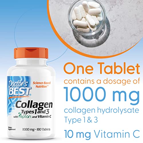 Doctor's Best, Collagen Types 1 and 3, Peptane & Vitamin C, 1,000mg, 180 Tablets Doctor's BEST Au supplements