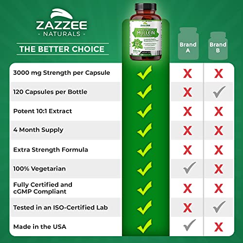 Zazzee Extra Strength Mullein 10:1 Extract, 3000 mg Strength, 120 Vegan Capsules Zazzee Au supplements