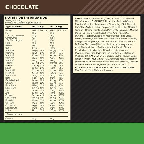 Optimum Nutrition Serious Mass Protein Powder High Calorie Mass Gainer with Vitamins Optimum Nutrition Au supplements